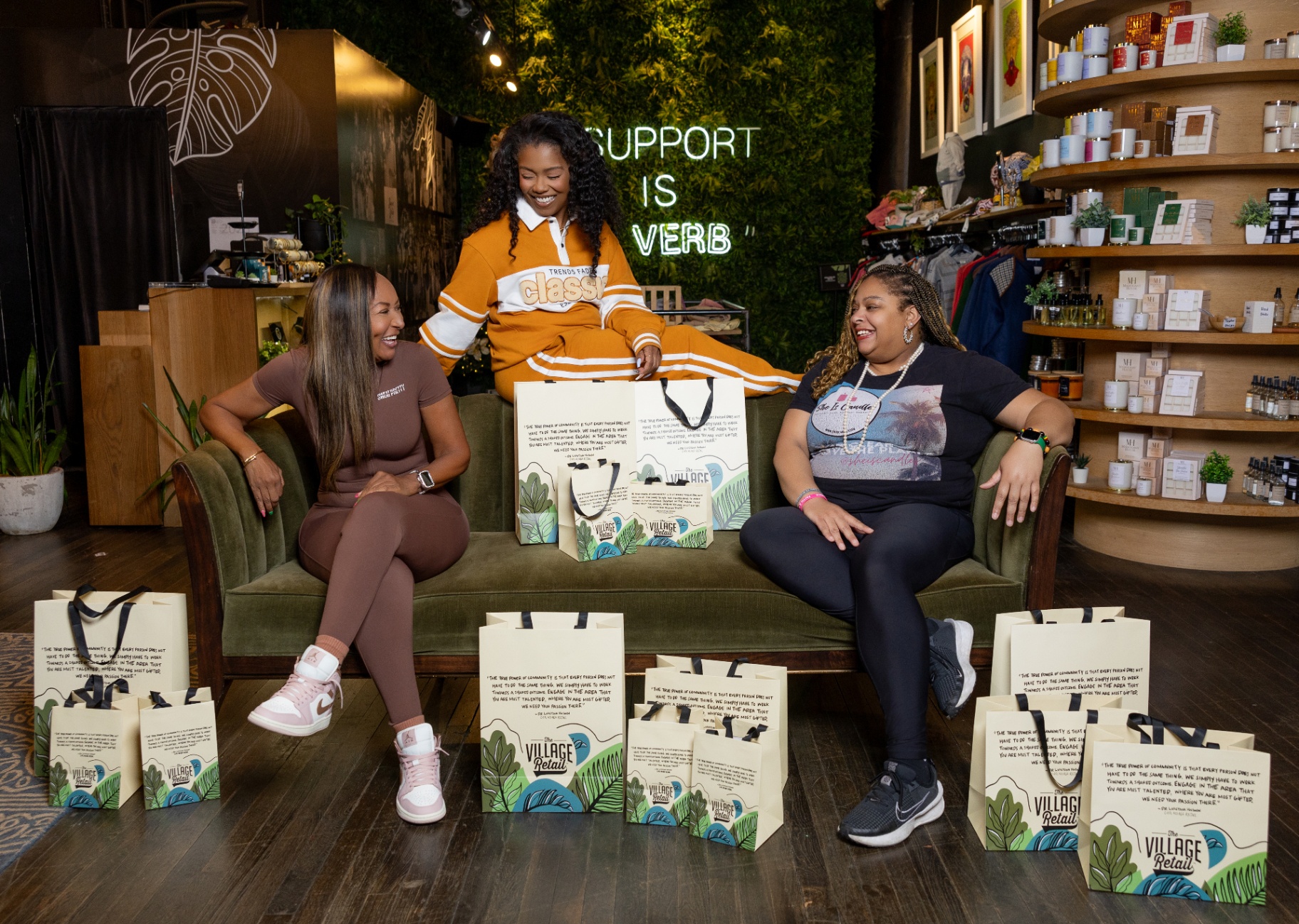 Friends celebrating around a custom fragrance table
