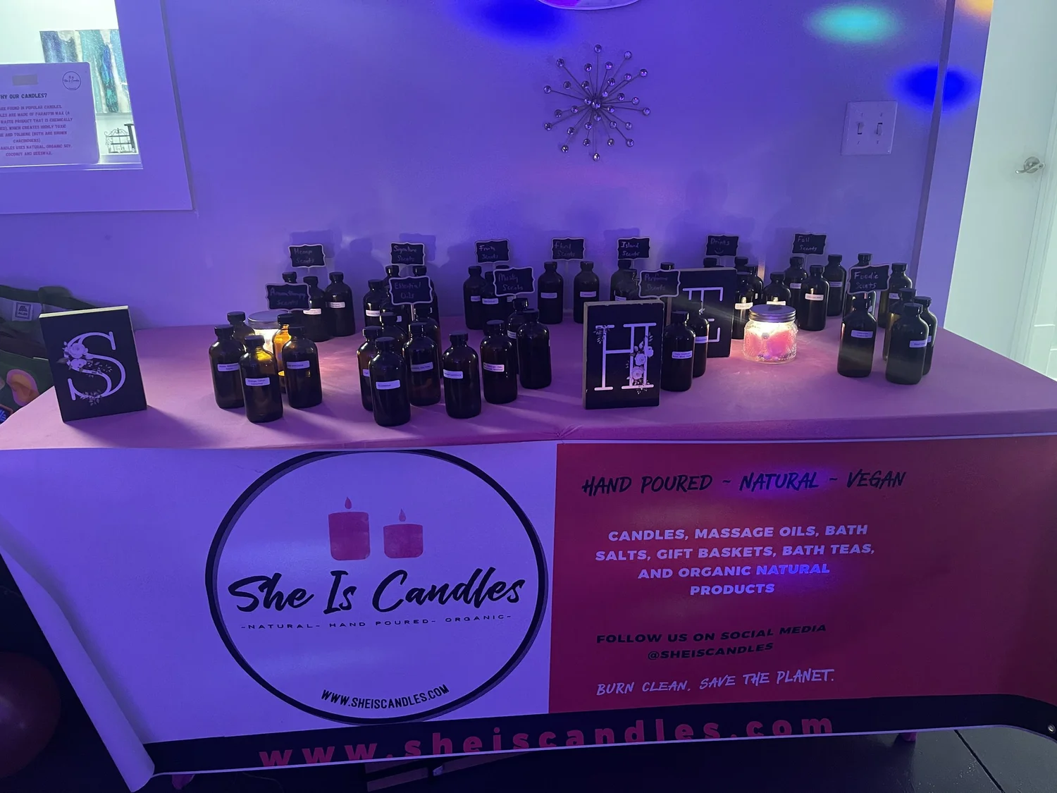 Perfume bottles arranged for bridal shower guests